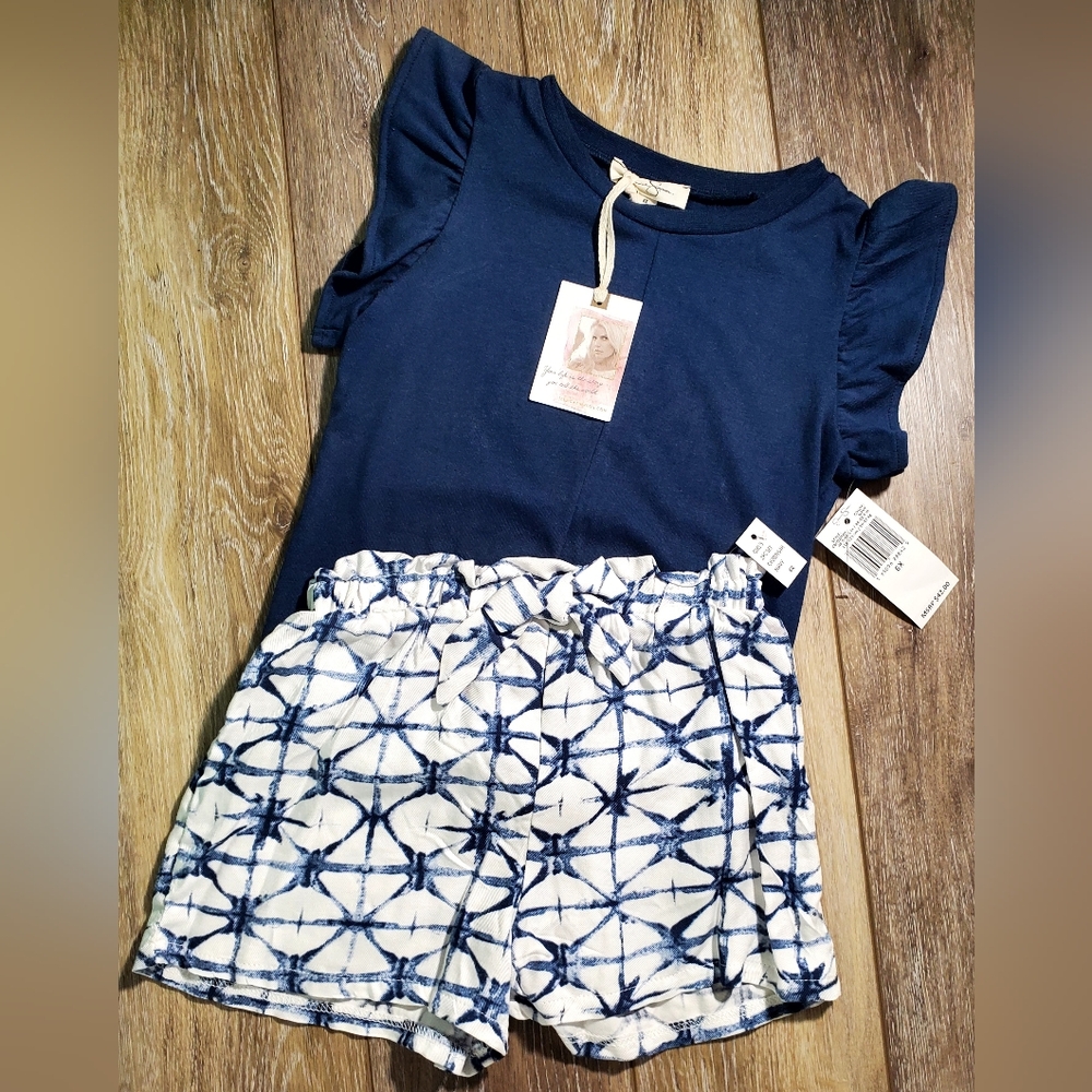 Jessica Simpson 2 pc navy and white dress shorts set Size 6X